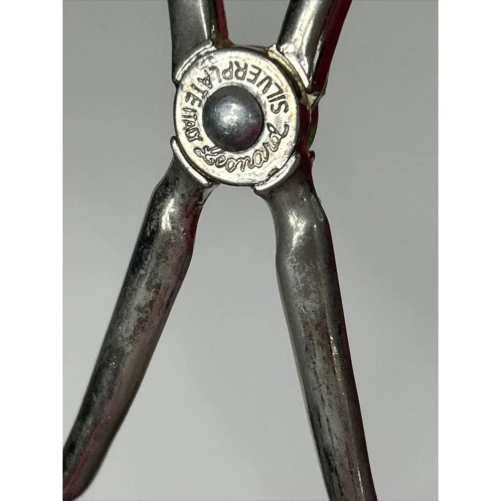Vtg Leonard Silverplate Salad Pasta Tongs Made In Italy Scissor Style 8.5”